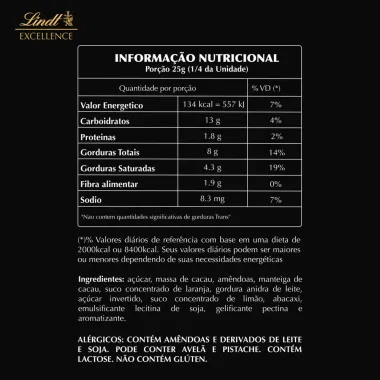 Chocolate Lindt Excellence Intense Orange Dark com 100g