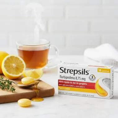 Pastilhas para Garganta Strepsils Sabor Mel e Limão 16 Pastilhas