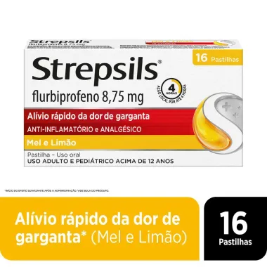 Pastilhas para Garganta Strepsils Sabor Mel e Lim&atilde;o 16 Pastilhas