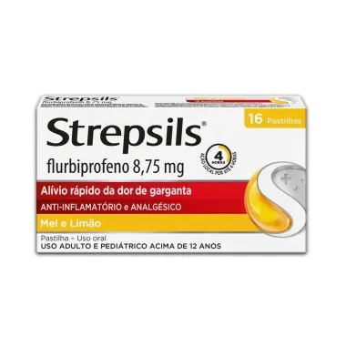 Pastilhas para Garganta Strepsils Sabor Mel e Lim&atilde;o 16 Pastilhas