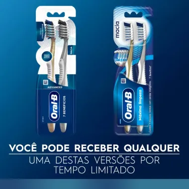 Escova Dental Oral-B Advanced 7 Benef&iacute;cios Macia 2 Unidades
