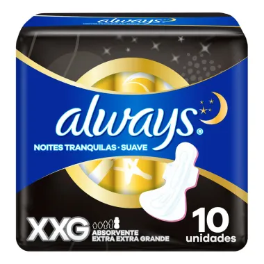 Absorvente Always Noites Tranquilas Suave com Abas Tamanho XXG 10 Unidades