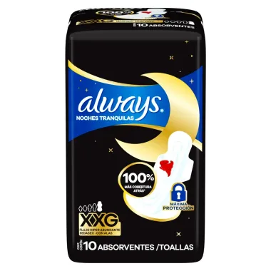 Absorvente Always Noites Tranquilas Suave com Abas Tamanho XXG 10 Unidades