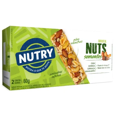 Barra de Cereais Nutry Nuts Sementes Caixa com 2 Unidades de 30g cada