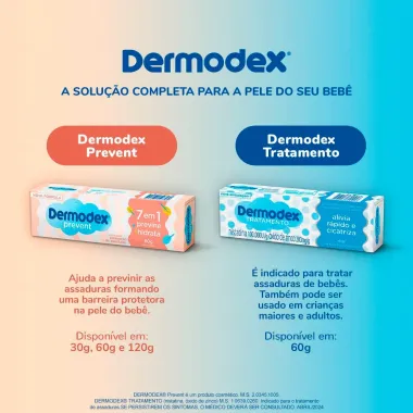 Dermodex Prevent Creme para Preven&ccedil;&atilde;o de Assaduras 7 em 1 60g