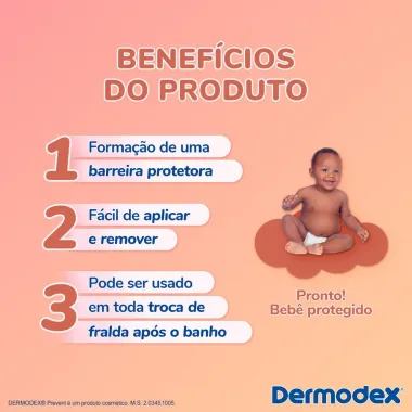 Dermodex Prevent Creme para Preven&ccedil;&atilde;o de Assaduras 7 em 1 60g