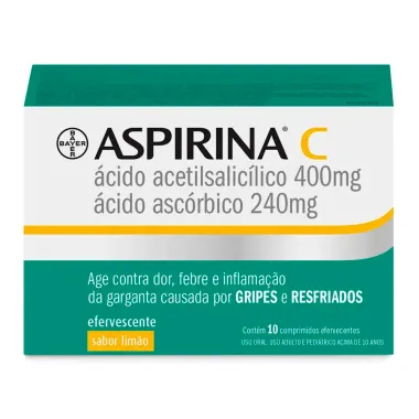 Aspirina C Comprimidos Efervescentes com 10 Unidades Sabor Limão