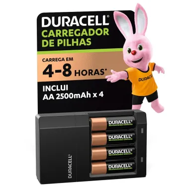 Carregador de Pilhas Recarreg&aacute;veis Duracell AA/AAA com 4 Pilhas AA Recarreg&aacute;veis