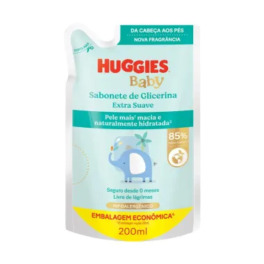 Sabonete L&iacute;quido Infantil Huggies Extra Suave Refil 200ml