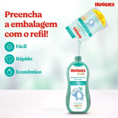 Sabonete L&iacute;quido Infantil Huggies Extra Suave Refil 200ml