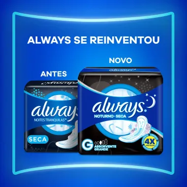 Absorvente Always Noturno Seca Tamanho G com Abas 16 Unidades