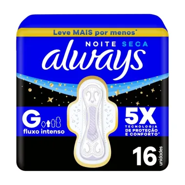 Absorvente Always Noturno Seca Tamanho G com Abas 16 Unidades