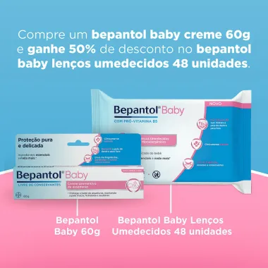 Kit Bepantol Baby Troca de Fraldas, Creme Preventivo de assaduras 60g e Lenços Umedecidos com 48 Unidades