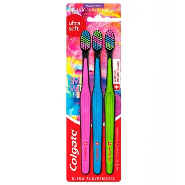 Escova Dental Colgate Ultra Soft Macia Cores Sortidas 3 Unidades