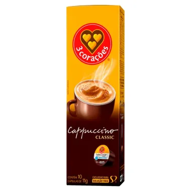 Cápsulas de Cappuccino Classic 3 Corações Tres com 10 Cápsulas de 11g cada