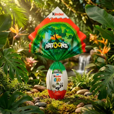 Ovo de P&aacute;scoa Kinder Ovo Natoons com 1 Surpresa Sortida 150g