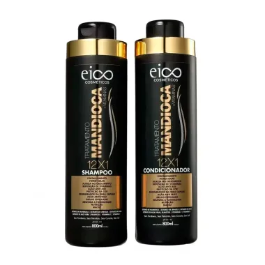 Kit Shampoo + Condicionador Eico Cosméticos Mandioca + Vitaminas 800ml cada