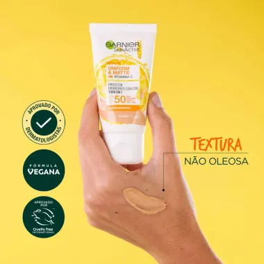 Hidratante Garnier Uniform & Matte Vitamina C FPS 50 Clara 40g--4