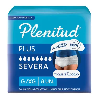 Roupa Íntima Plenitud Protect Plus Unissex Tamanho G/XG 8 Unidades