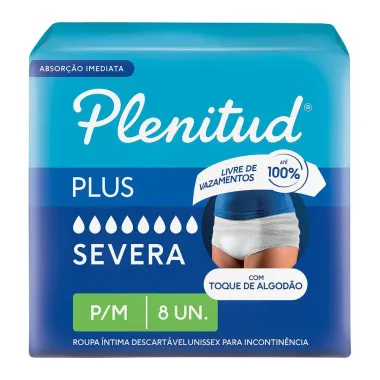 Roupa Íntima Plenitud Protect Plus Unissex Tamanho P/M 8 Unidades