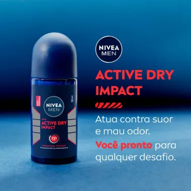 Desodorante Nivea Men Dry Impact Plus Roll-on Antitranspirante 48h com 2 Unidades de 50ml cada 50% Desconto na 2&ordf; Unidade