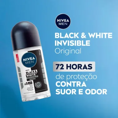 Desodorante Nivea Men Invisible For Black & White Roll-on Antitranspirante 48h com 2 Unidades de 50ml cada + 50% Desconto na 2&ordf; Unidade