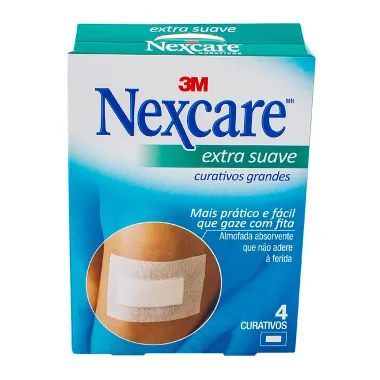 Curativo Nexcare Extra Suave Tamanho Grande com 4 Unidades