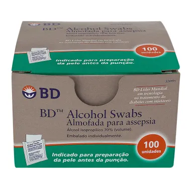 Álcool Swabs BD Almofadas para Assepsia com 100 Unidades