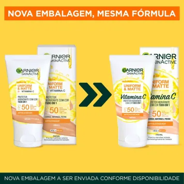 Hidratante Garnier Uniform & Matte Vitamina C FPS 50 Média 40g-2