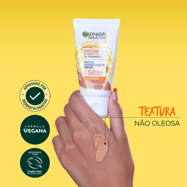 Hidratante Garnier Uniform & Matte Vitamina C FPS 50 Média 40g-4