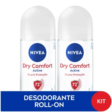Desodorante Antitranspirante Roll-on Nivea Dry Comfort 48h com 2 Unidades de 50ml cada + 50% Desconto na 2&ordf; Unidade