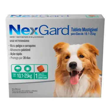 NexGard Contra Pulgas e Carrapatos para C&atilde;es de 10,1 a 25kg 1 Tablete Mastig&aacute;vel