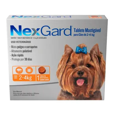 NexGard Contra Pulgas e Carrapatos para C&atilde;es de 2 a 4kg 1 Tablete Mastig&aacute;vel