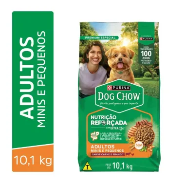 Ra&ccedil;&atilde;o para C&atilde;es Dog Chow Extra Life Adultos Minis e Pequenos Carne Frango e Arroz 10,1kg