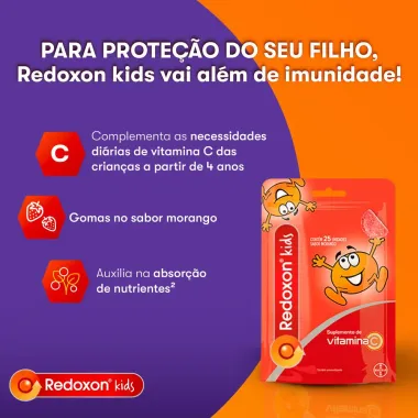 Redoxon Kids Vitamina C Sabor Morango com 25 Gominhas