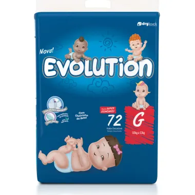 Fralda Dry Evolution Tamanho G Pacote Super com 72 Fraldas Descartáveis