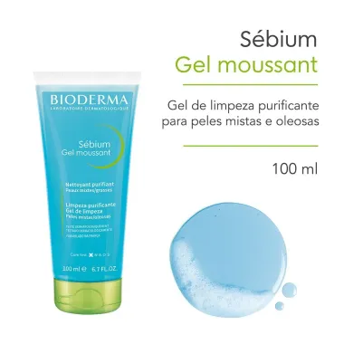 Bioderma Sébium Gel Moussant de Limpeza Antioleosidade de Alta Tolerância 100ml