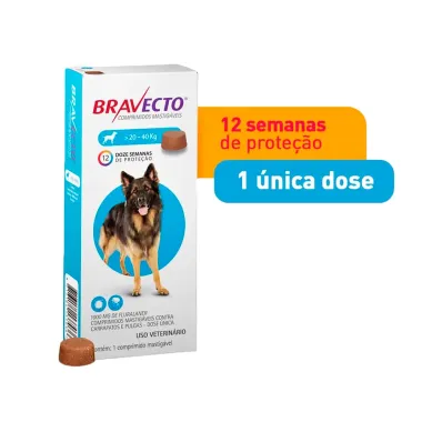 Bravecto para Cães entre entre 20 e 40kg com 1 Comprimido Mastigável