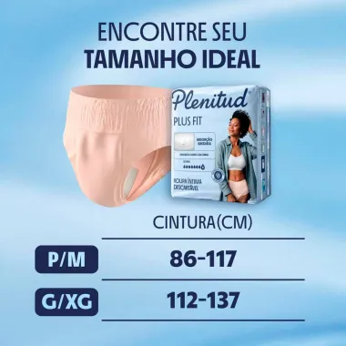 Roupa &Iacute;ntima Plenitud Plus Unissex Tamanho G/XG 16 Unidades Descart&aacute;veis