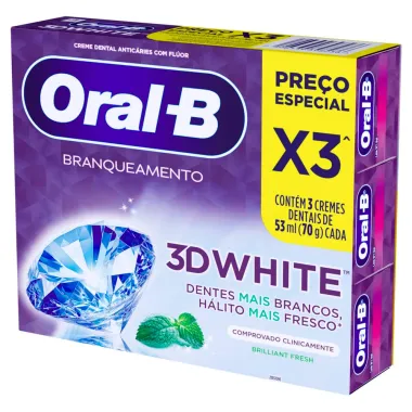 Creme Dental Oral-B 3D White Leve Mais Por Menos 3 Unidades com 70g