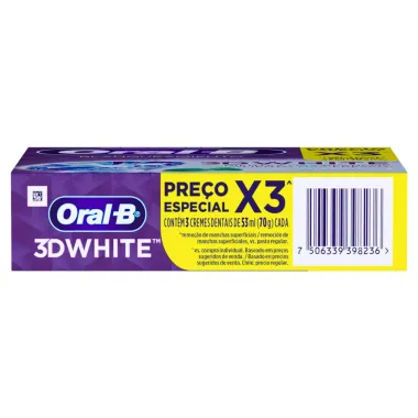 Creme Dental Oral-B 3D White Leve Mais Por Menos 3 Unidades com 70g