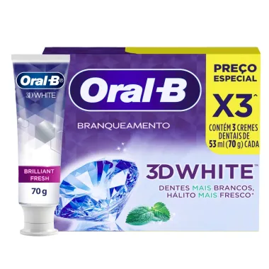 Creme Dental Oral-B 3D White Leve Mais Por Menos 3 Unidades com 70g