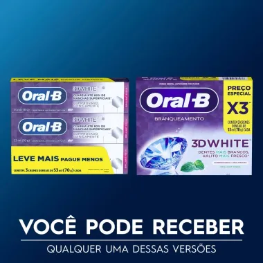 Creme Dental Oral-B 3D White Leve Mais Por Menos 3 Unidades com 70g