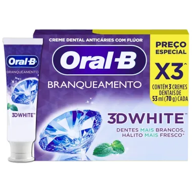 Creme Dental Oral-B 3D White Leve Mais Por Menos 3 Unidades com 70g