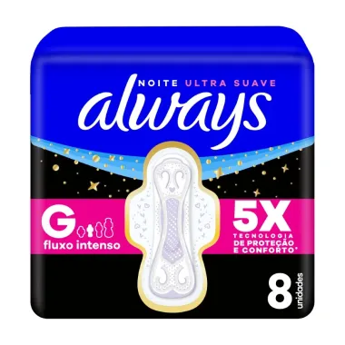 Absorvente Always Noite Ultra Suave com Abas 8 Unidades