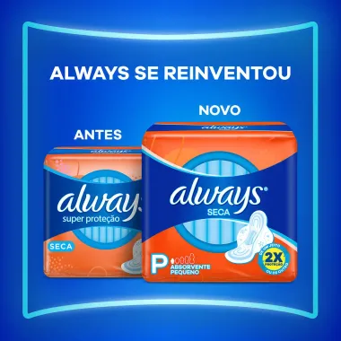 Absorvente Always Seca Tamanho P com Abas 32 Unidades