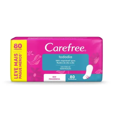 Protetor Di&aacute;rio Carefree Todo Dia Sem Perfume 80 Unidades Leve Mais Por Menos