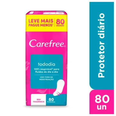Protetor Di&aacute;rio Carefree Todo Dia Sem Perfume 80 Unidades Leve Mais Por Menos