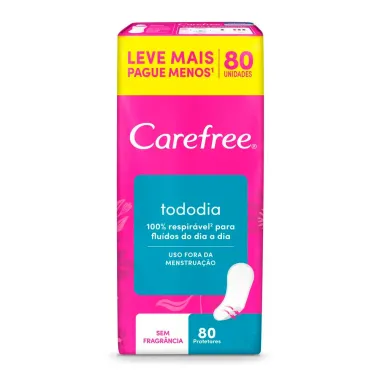 Protetor Di&aacute;rio Carefree Todo Dia Sem Perfume 80 Unidades Leve Mais Por Menos