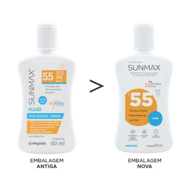 Protetor Solar Sunmax Fluid Pele Oleosa e Mista FPS 55 Loção Fluida com 60ml